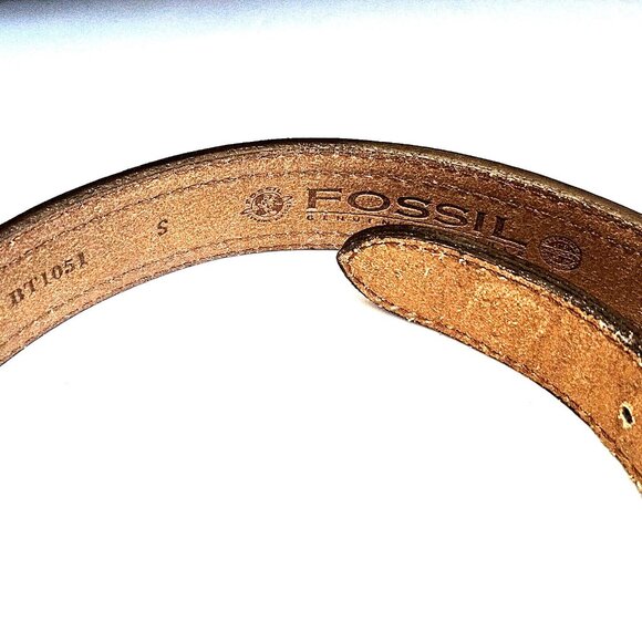 Fossil Preppy Christmas Tartan Plaid Brown Leather Belt Mens Size Small - Picture 5 of 5